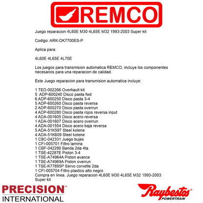 Juego reparacion 4L60E M30 4L65E M32 1993-2003 Super kit