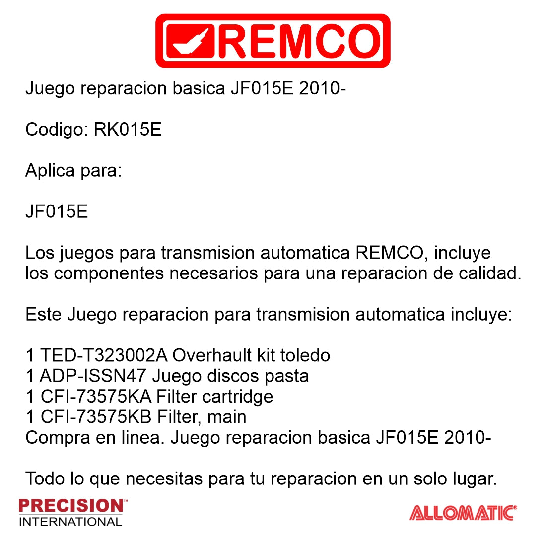 Juego reparacion basica JF015E 2010-