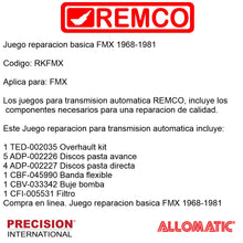 Juego reparacion basica FMX 1968-1981