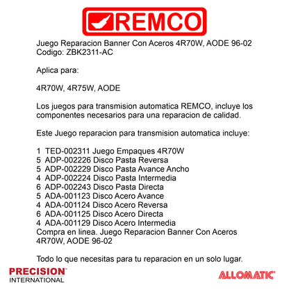 Juego Reparacion Banner Con Aceros 4R70W AODE 96-02