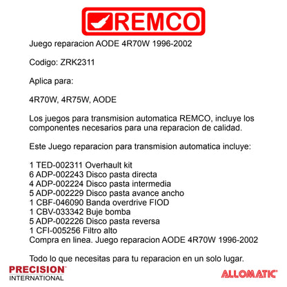 Juego reparacion 4R70W 1996-2002