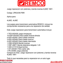 Juego reparacion con pistones y banda reversa 4L80E 1997-