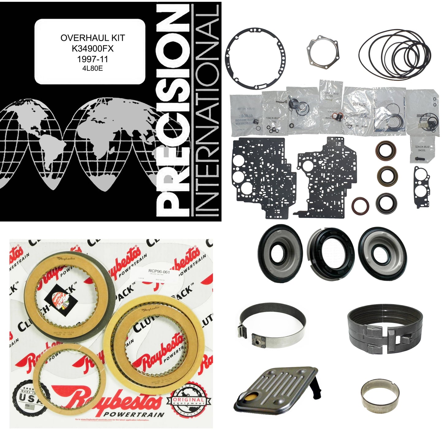 Juego reparacion con pistones y banda reversa 4L80E 1997- Raybestos