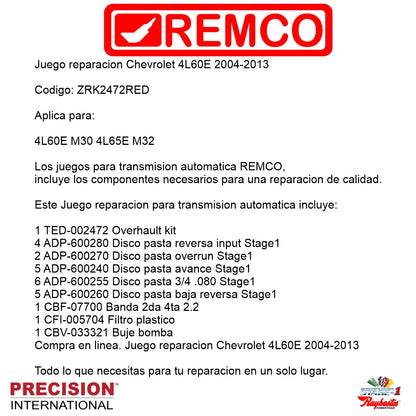 Juego reparacion Chevrolet 4L60E2003-2013 Stage1 Raybestos