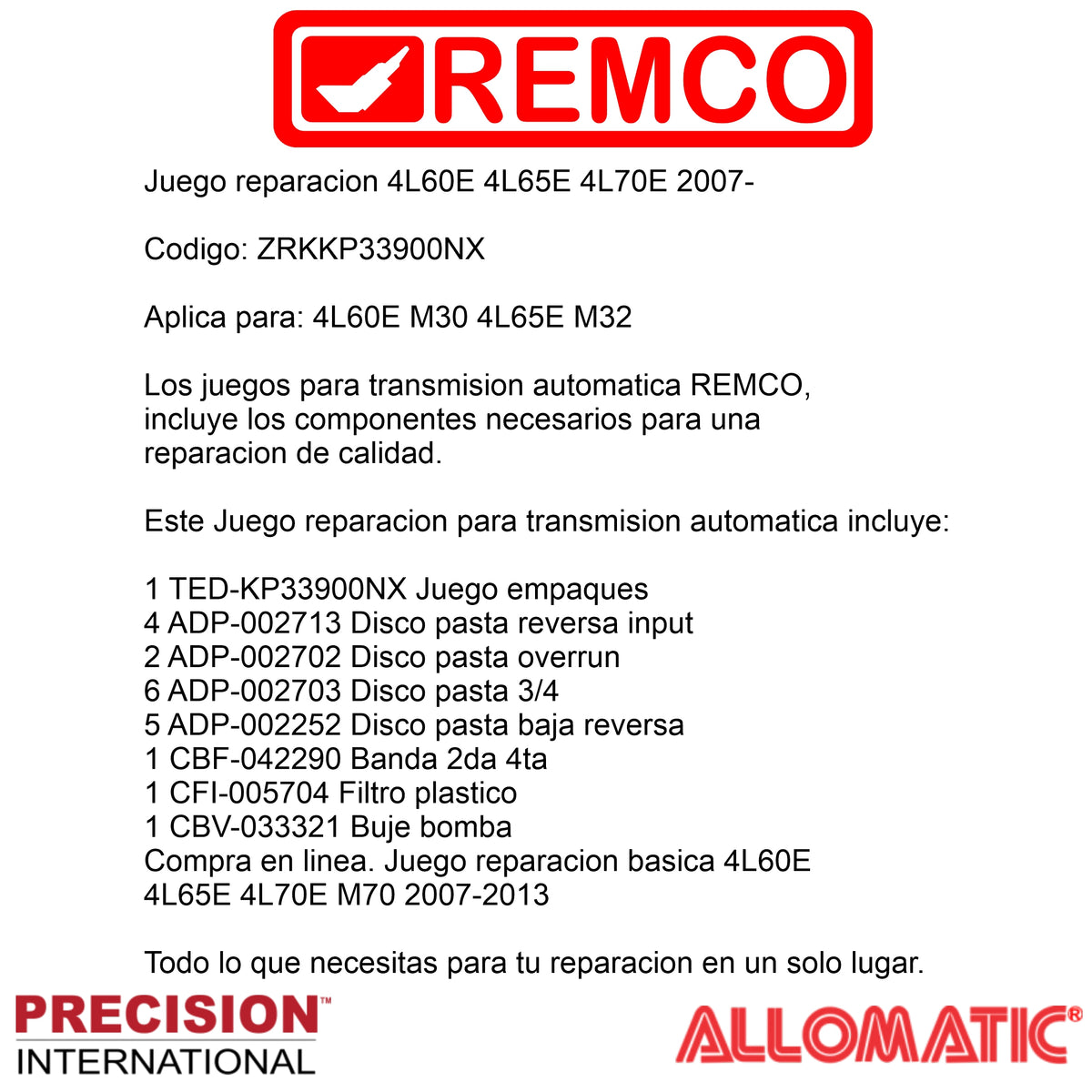 Juego reparacion 4L60E 4L65E 4L70E 2007-