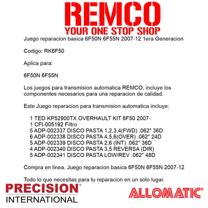 Juego reparacion basica 6F50N 6F55N 2007-12