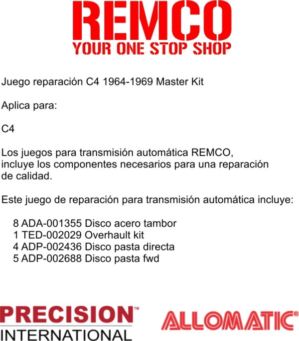 Juego reparación C4 1964-1969 Master Kit